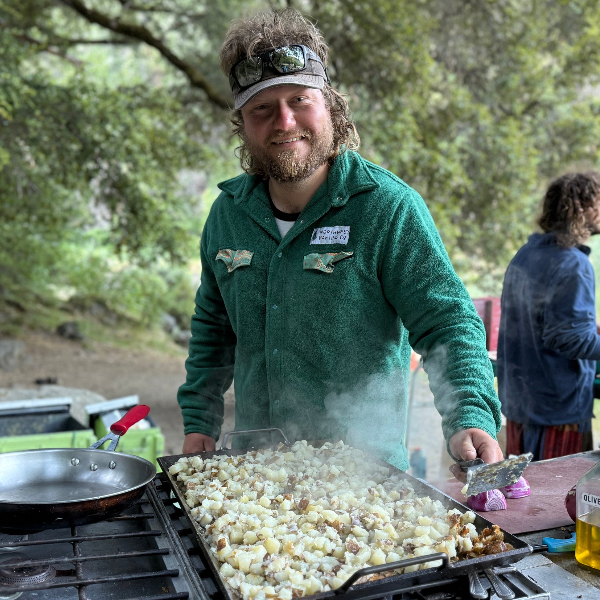 Josh Cooking Breakfast in a FunLuvin' Fleece