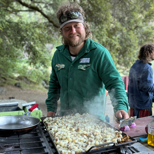Josh Cooking Breakfast in a FunLuvin' Fleece
