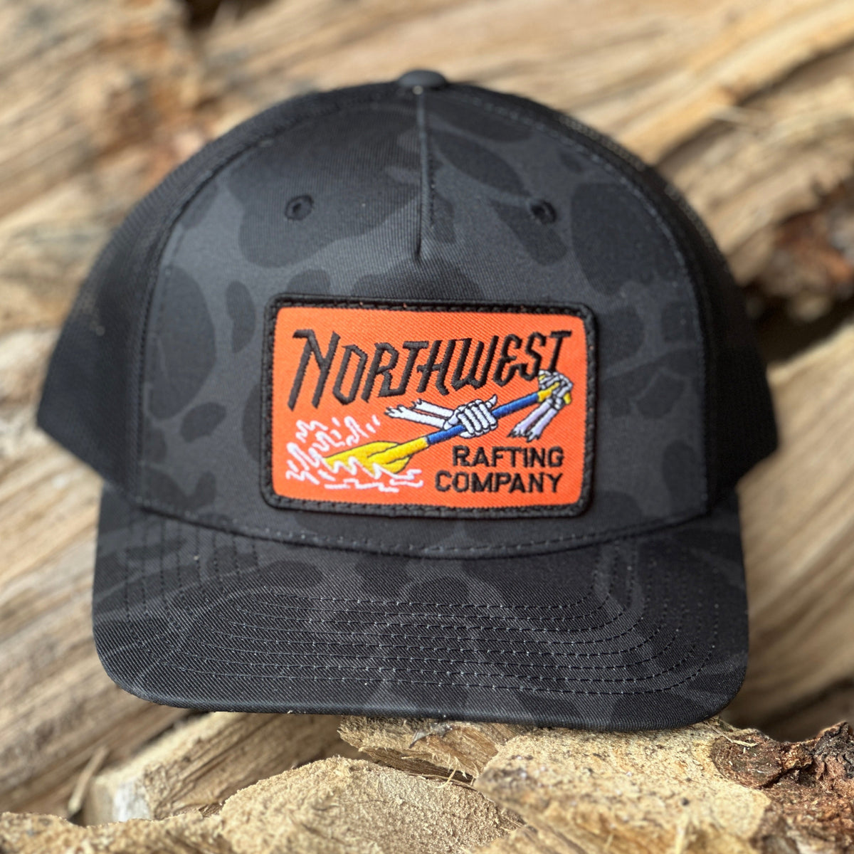 Northwest Rafting Company (NWRC) Work Hat in the Sable Duck Camo/Black (grey/black) color