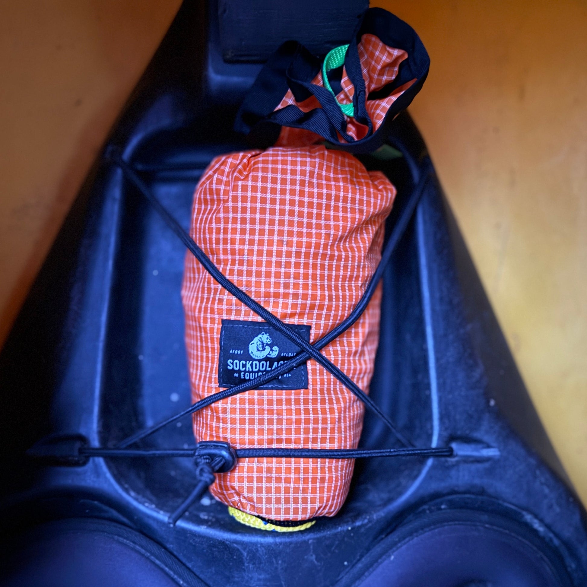 Sockdolager Throw Bag in a Kayak